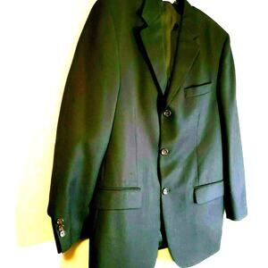 Pronto Uomo Sport Suit Jacket Size 40R Black Worsted Wool Three Button Blazer